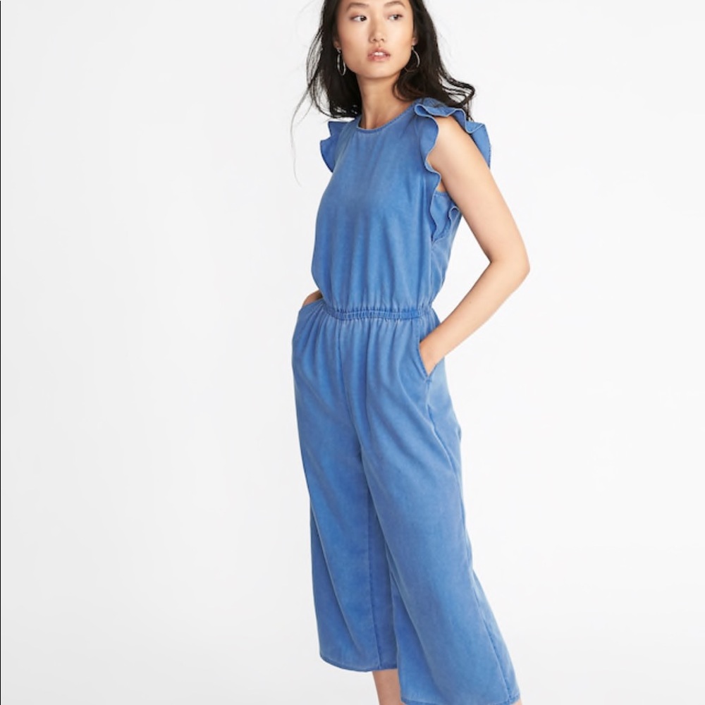 CHAMBRAY DENIM JUMPSUIT